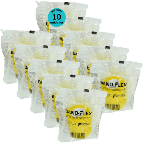 Atadura 5cm Amarela Band-Flex Autoadesiva Para Animais Farex Kit Com 10